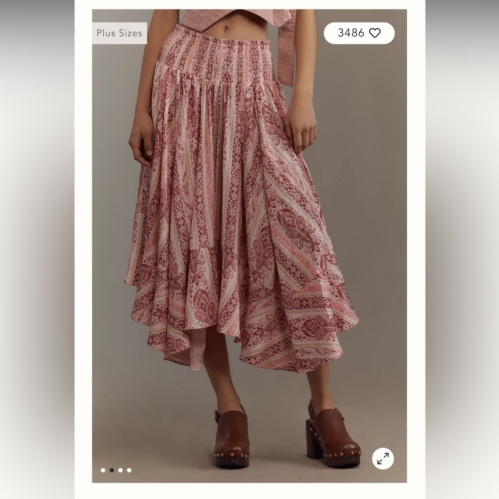 Anthropologie Asymmetrical Pink Patterned Skirt